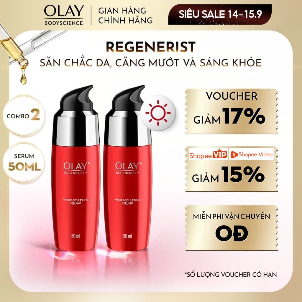Combo 2 Tinh Chất Vi Dưỡng Ngăn Ngừa Lão Hóa Chuyên Sâu OLAY Regenerist 50ml mẫu ngẫu nhiên
