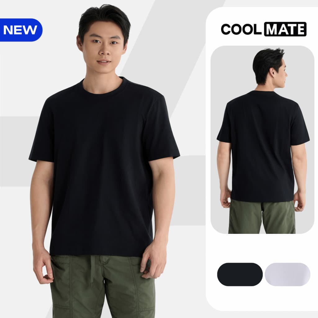 Áo thun Tshirt nam Regular Fit Cotton poly 180gsm mềm mại, chất mát, thoáng khí co giãn Coolmate
