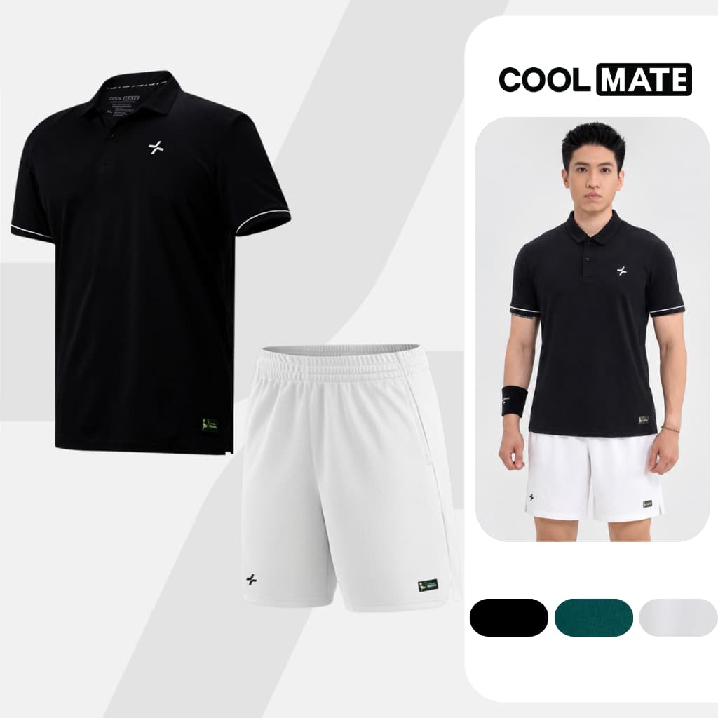 Set đồ bộ thể thao nam Pickleball Exdry Áo polo và Quần shorts thấm hút, nhanh khô Coolmate  [LS]