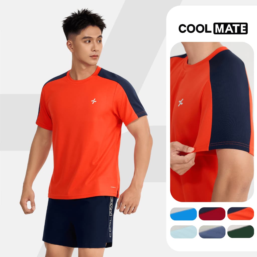 [MỚI]Áo thun Tshirt thể thao nam Exdry Sleeve block phối màu thoáng mát, thấm hút nhanh khô Coolmate