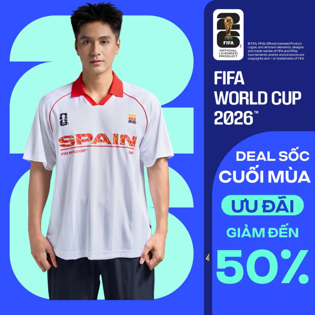 [VOUCHER 45%]Áo Polo nam nữ thể thao World Cup Spain Edition 26, Áo nhà vô địch, đội tuyển Tây Ban Nha