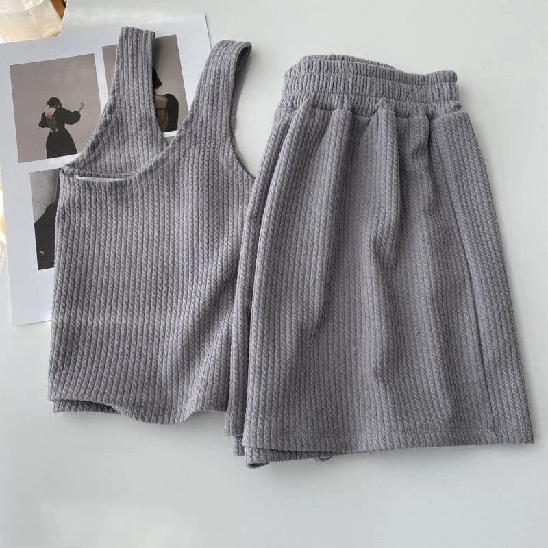 Set đồ ngủ 2 mảnh màu trơn đơn giản có size lớn thời trang cho nữ