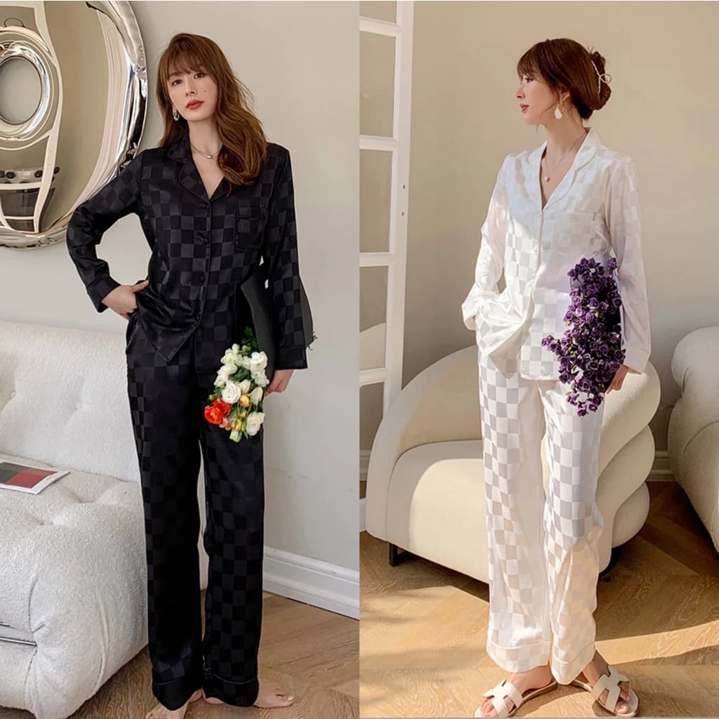 Bộ Pijama Kẻ SọC Đen TrắNg DàNh Cho Nữ - Size M-5XL