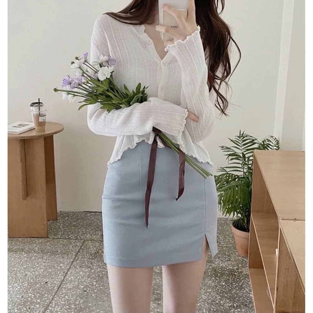 [ĐỦ BILL CÓ QUÀ] 🎁🎁 SET ÁO THUN TRẮNG + CHÂN VÁY CHỮ A XANH TIỂU THƯ (có ảnh thật)