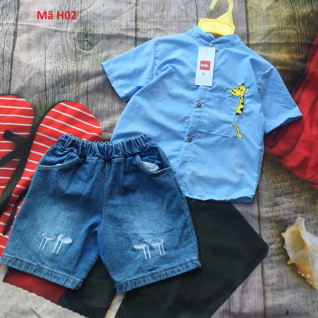 [HÀNG SẴN] Bộ hươu cao cổ-quần jean màu nhạt Hàn Quốc cho bé cực đẹp