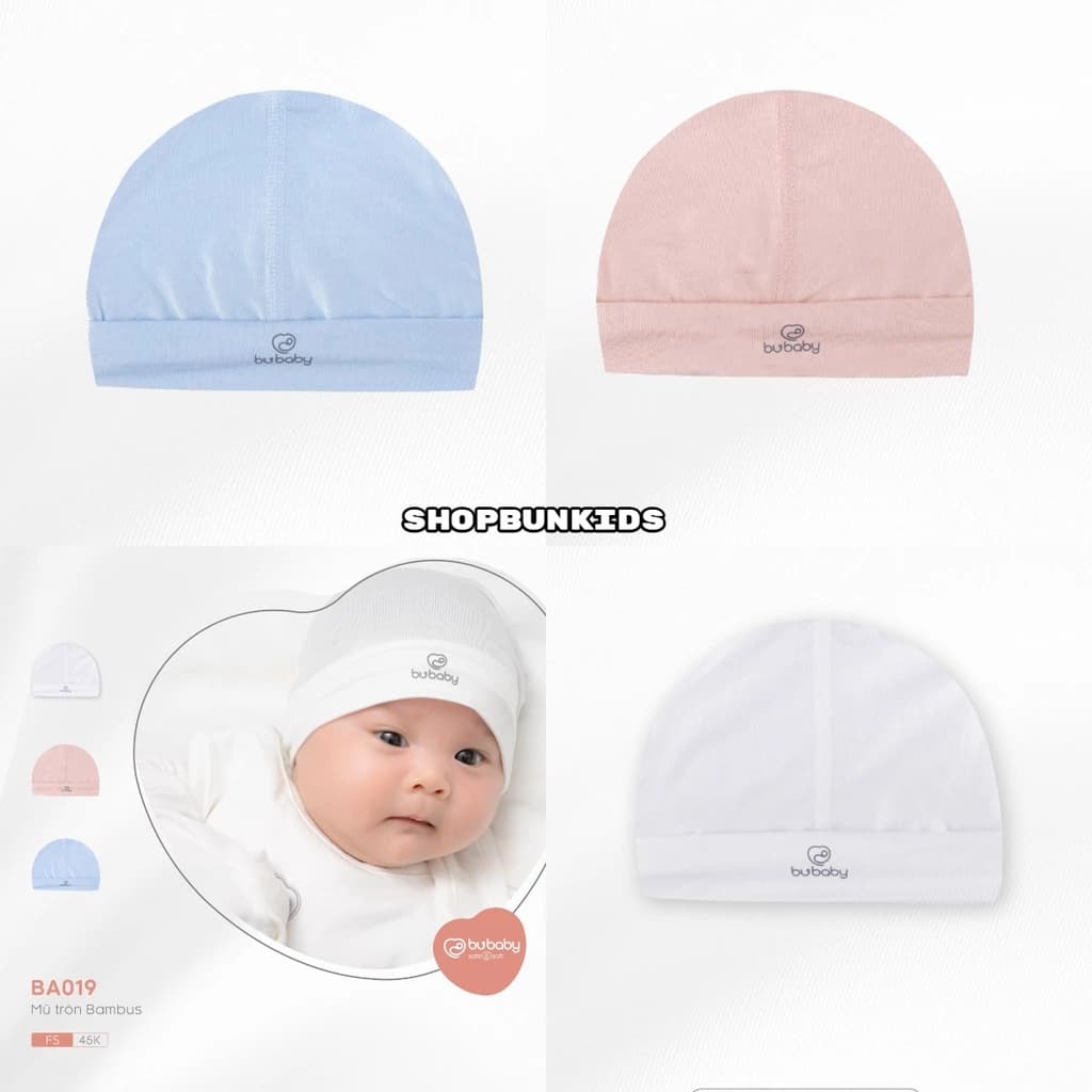 [ Bu Baby ] Mũ sơ sinh Bubaby vải sợi tre mỏng - phụ kiện sơ sinh