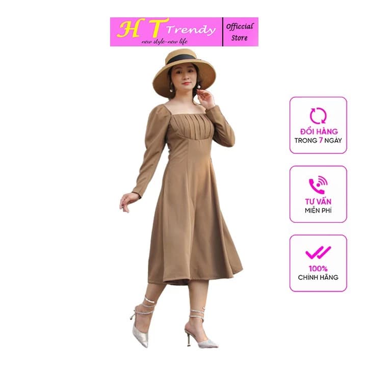 [FreeShip Mua Từ 2 Đơn] Đầm Dây Công Sở Váy Xòe Dự Tiệc Thời Trang Thiết Kế Cao Cấp HT TRENDY Dáng Suông Hở Lưng Cotton