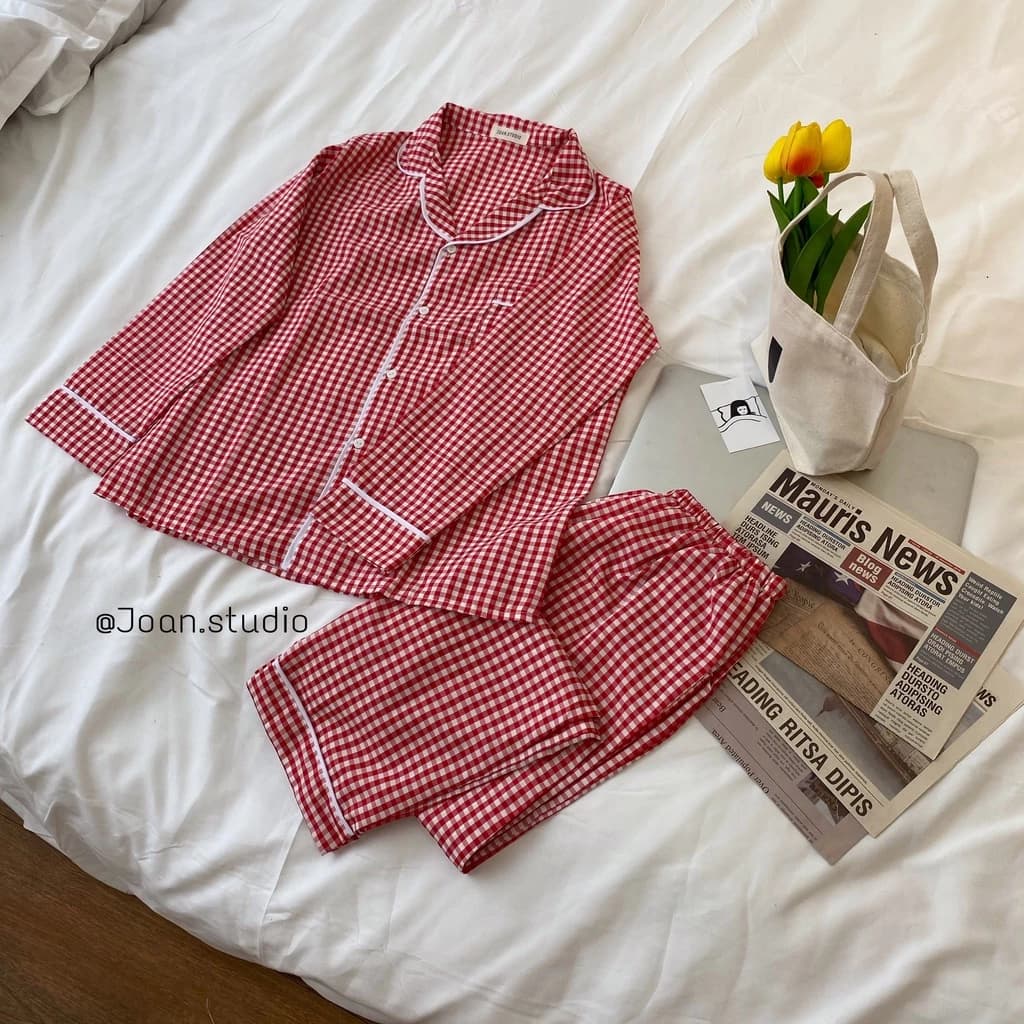 Đồ Ngủ Pijama Dài Caro, Đồ Ngủ Nữ Mặc Ở Nhà Họa Tiết Xinh Xắn, Dễ Thương - Joan.Studio