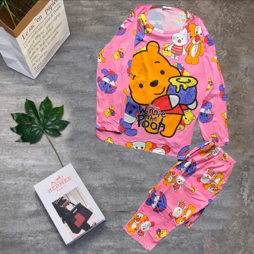 bộ tay dài mặc nhà dễ thương, đồ ngủ nữ thun 4 chiều mềm, mịn, mát