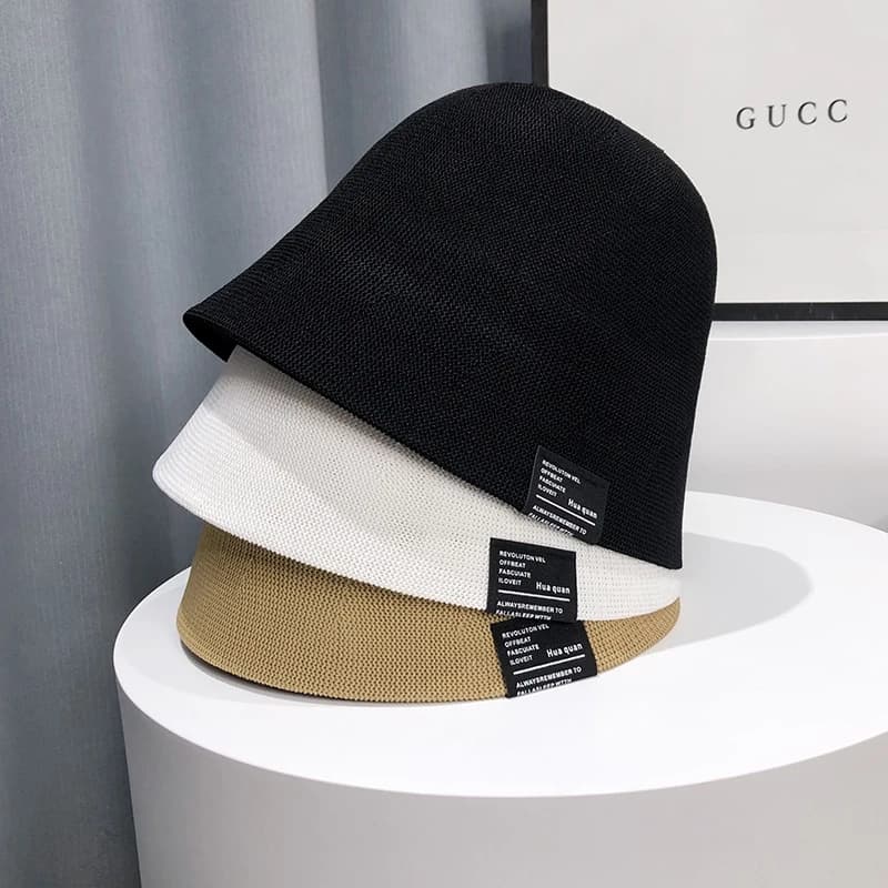 Nón vành tròn ngắn chất liệu cotton lanh thoáng khí phong cách Nhật Bản thời trang mùa hè cho nữ