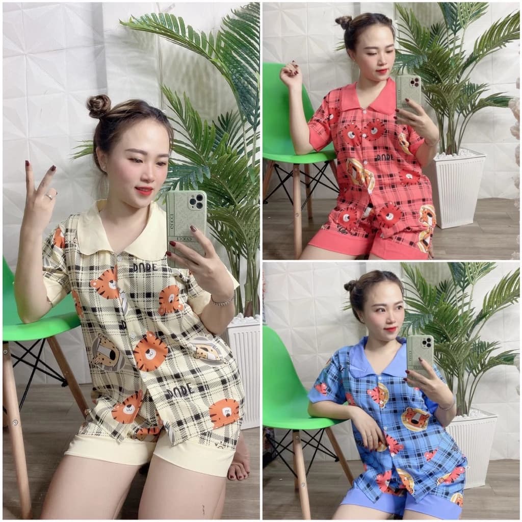 ĐỒ BỘ PIJAMA ĐÙI HỌA TIẾT HÌNH GẤU DỄ THƯƠNG (ẢNH THẬT) CÓ SIZE 40-75KG - PJ04