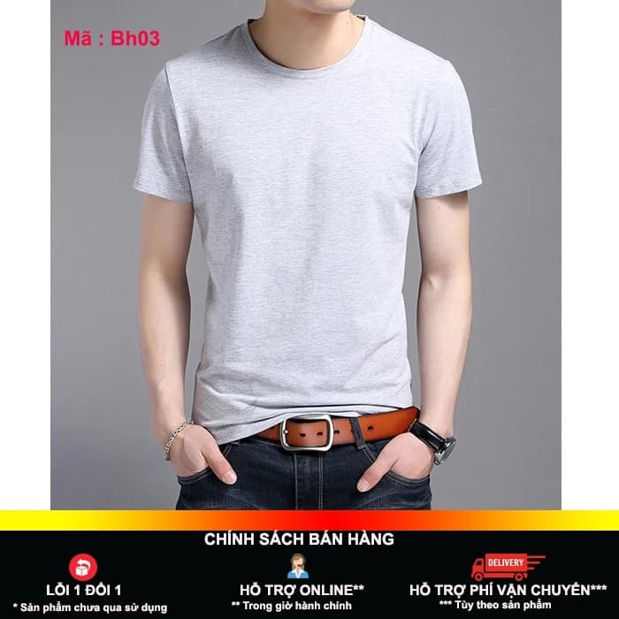 [hot] Áo thun nam cổ tròn màu xám