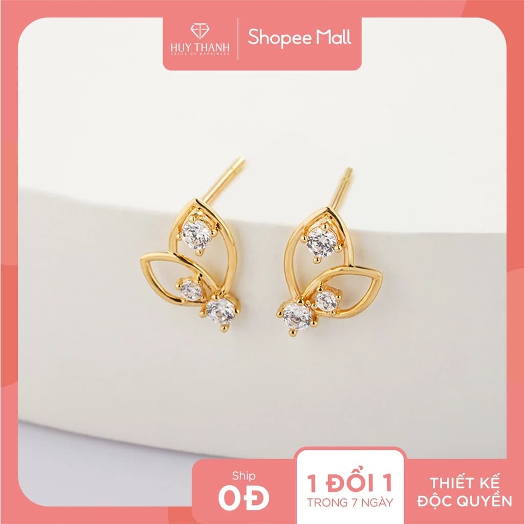 Bông Tai Nữ Vàng Tây BTAM83 Huy Thanh Jewelry (KÈM CHỐT SILICON CHẮC CHẮN)
