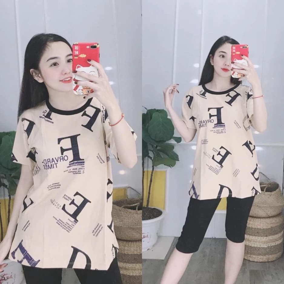 Đồ Bộ Mặc Nhà Nữ Set Đồ Mặc Nhà Chất Liệu Cotton Lửng In Chữ Siêu Đẹp Có Size 40-75kg - CT30 ĐB