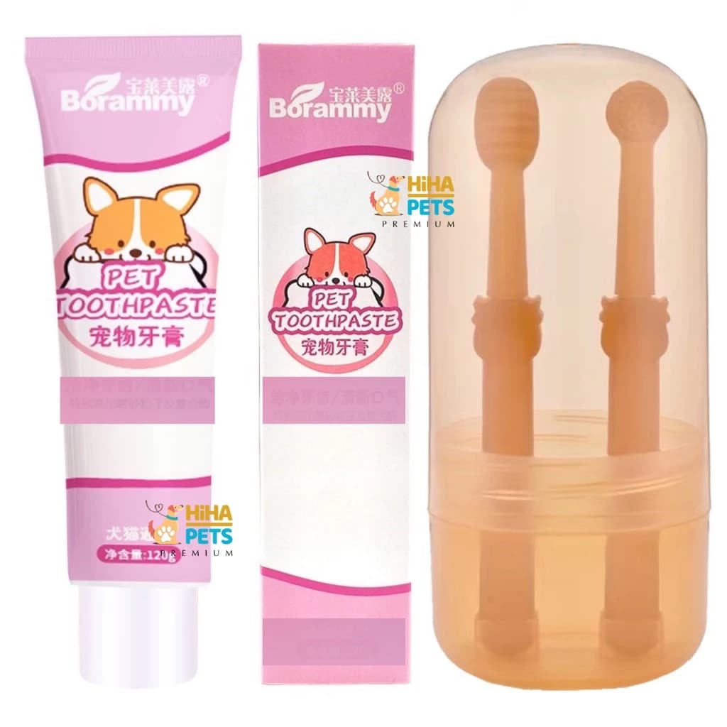 Kem Đánh Răng Cho Chó, Bàn Chải Đánh Răng Cho Chó Mèo, Bộ Vệ Sinh Răng Miệng Cho Thú Cưng Hiha Pets.