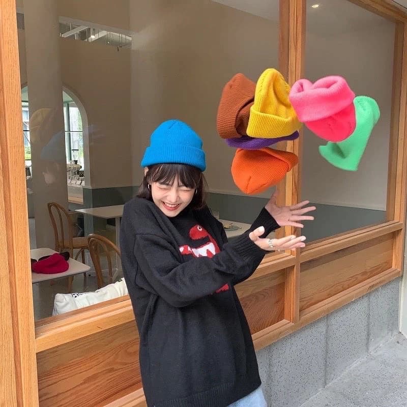 Mũ len trơn beanie trơn Hàn Quốc 30cm