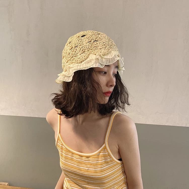 Nón Vành Rộng Phối Ren Phong Cách Nhật Bản Thời Trang Cho Nữ