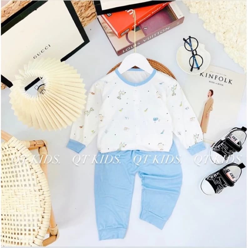 (MS30)Bộ dài tay khuy giữa chất vải peptit siêu mềm mịn cho bé trai/bé gái- Bộ dài tay