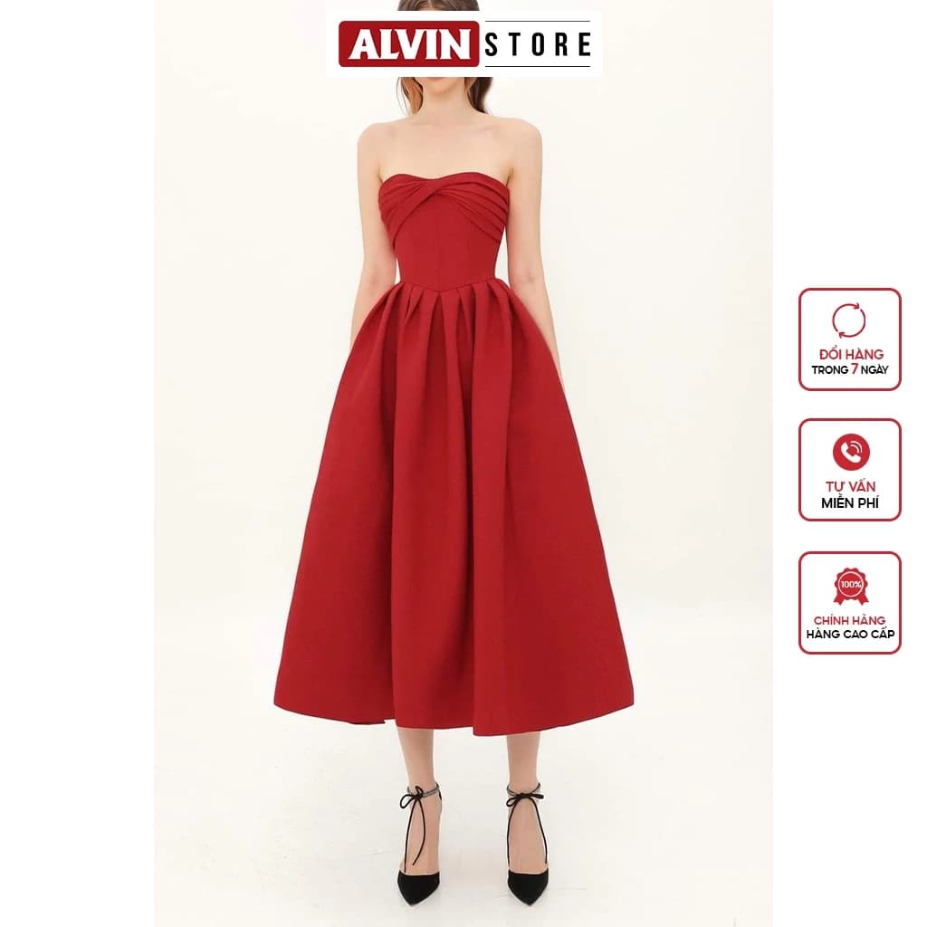 Đầm Xòe Cúp Xếp Ly Ngực Và Eo Hợp Đi Tiệc Alvin Store 2923