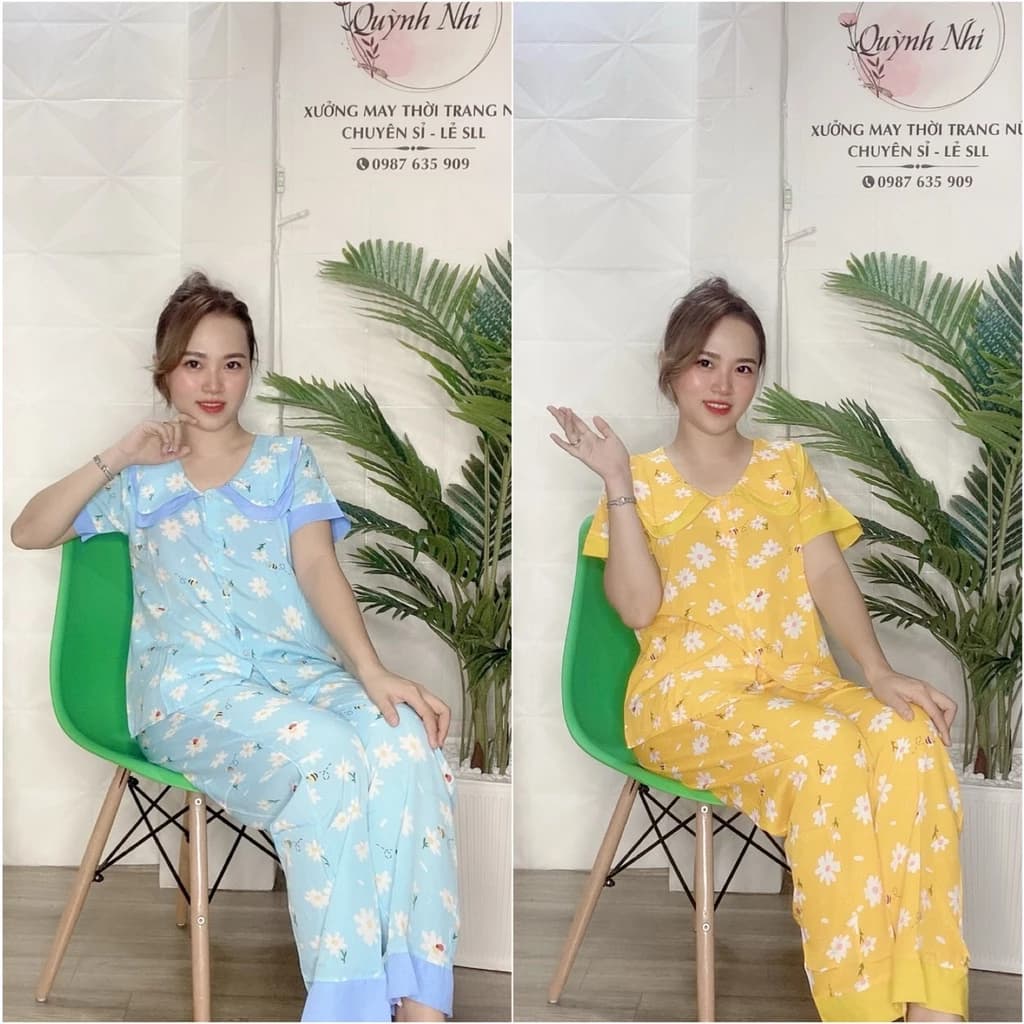 Set Bộ Nữ, Set Bộ Pijama Cổ Sen Đôi Họa Tiết Hoa Nhí (Ảnh Thật) Có Size - PJ12
