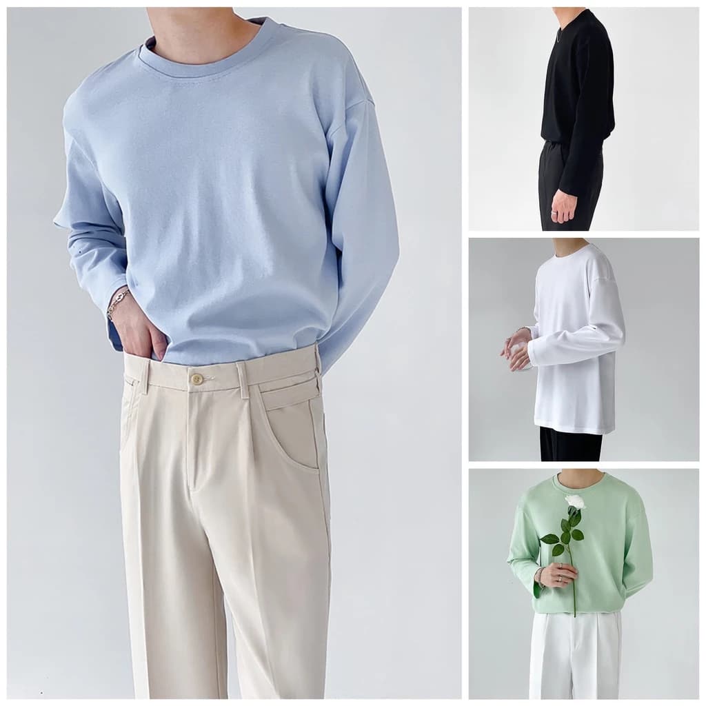 Áo Sweater dài tay trơn chất cotton cao cấp unisex basic, áo thun 4 mùa, mặc thoáng, thấm hút mồ hôi SWTT