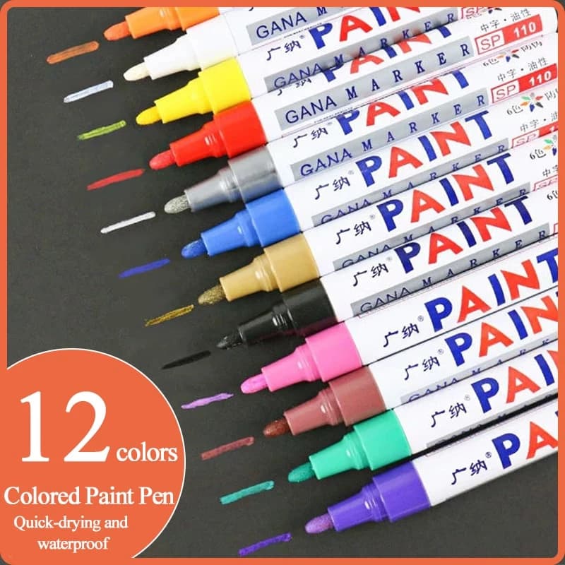 12 Màu Bút Sơn Vĩnh Viễn Chống Thấm Nước DIY Album Graffti Bút Lốp Xe Kim Loại Bút Đánh Dấu