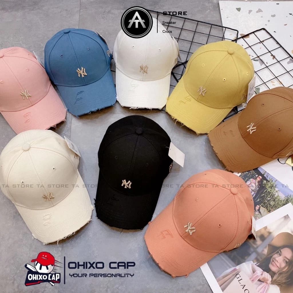 Mũ Lưỡi Trai Nón Kết Thêu Chữ NY Rách Tua Rua Chất Kaki Form Unisex Nam Nữ Phong Cách Cá Tính Hàng Loại Xịn