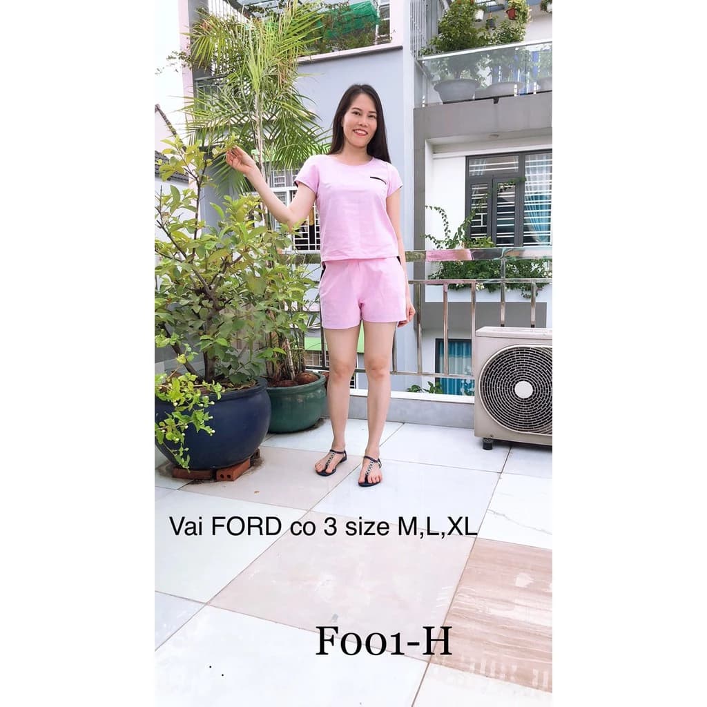 Đồ bộ mặc nhà tay ngắn viên túi Ford Carnation shop
