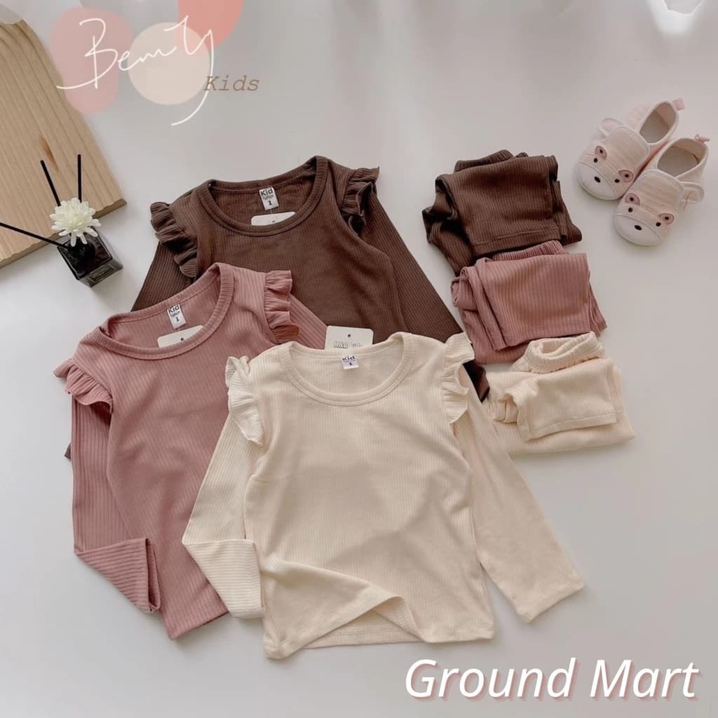 Bộ quần áo dài tay thu đông cho bé gái trơn màu chất thun tăm cotton mềm mịn size từ 6 - 15 kg (M02)