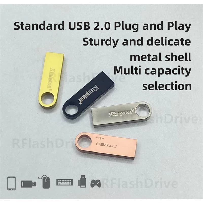 Ổ Đĩa USB 2.0 1GB 2GB 4GB 8GB 16GB 32GB 64GB 128GB Kingston Bằng Kim Loại Nhỏ Gọn Chống Thấm Nước