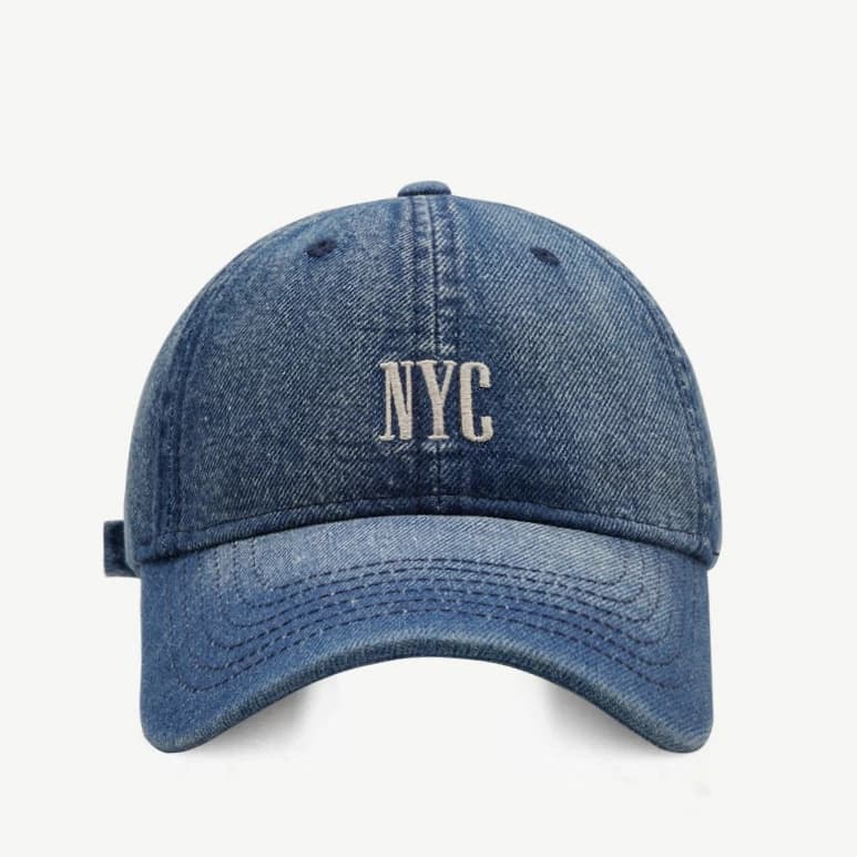 Mũ Lưỡi Trai Denim Thêu Chữ NYC Phong Cách Đường Phố Hàn Quốc Thời Trang Mùa Hè Cho Cặp Đôi