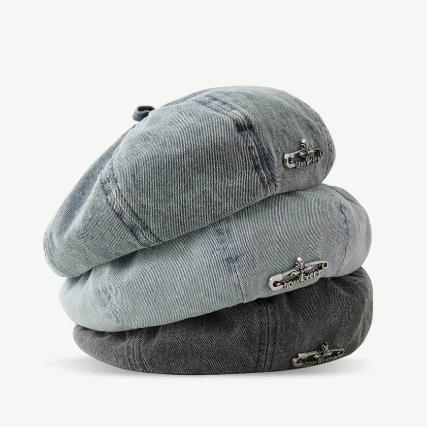 Mũ beret Vải Jean Phong Cách Thời Trang Hàn Quốc Cho Nữ