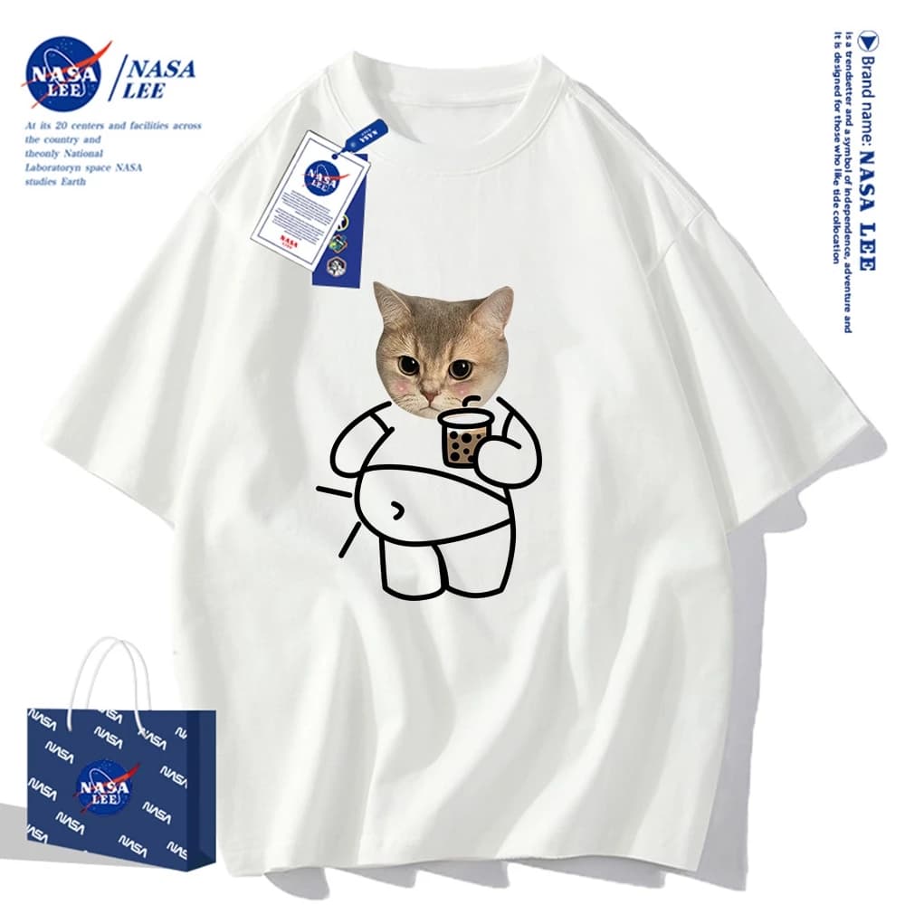 Nasa Áo Thun Khớp Ngắn Tay Nam Nữ Xu Hướng Hè 2024 Phong Cách Mới Rời Cặp Đôi Nửa Tay áo thun nam nữ