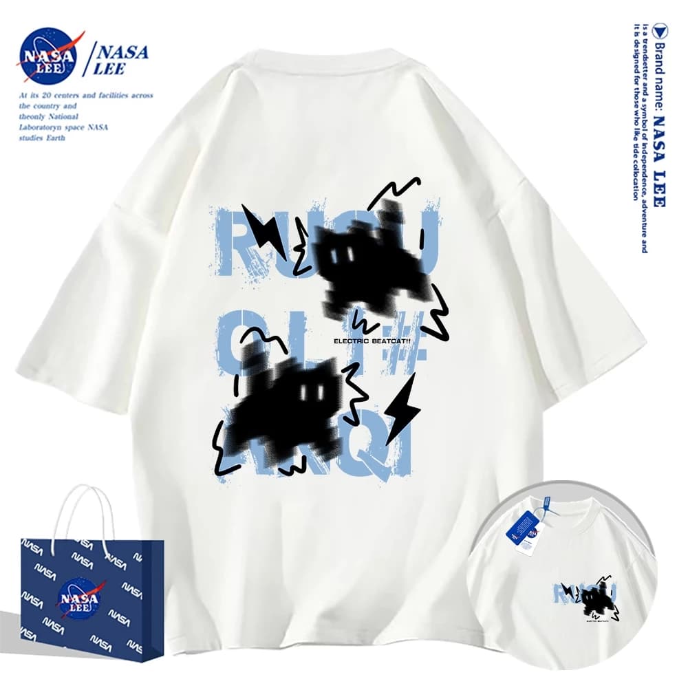 🔥Hàng có sẵn🔥Nasa Joint Áo thun ngắn tay Nam Nữ Xu hướng thời trang Mùa hè 2024 Phong cách mới Rời Cặp đôi Áo thun nửa tay