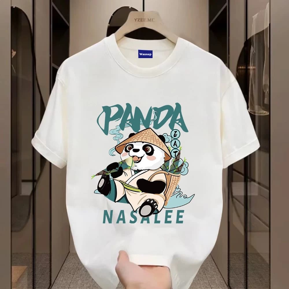 ✨Hàng có sẵn✨WASSUP Cartoon Panda-Áo thun nam mới! cotton, thời trang, Unisex