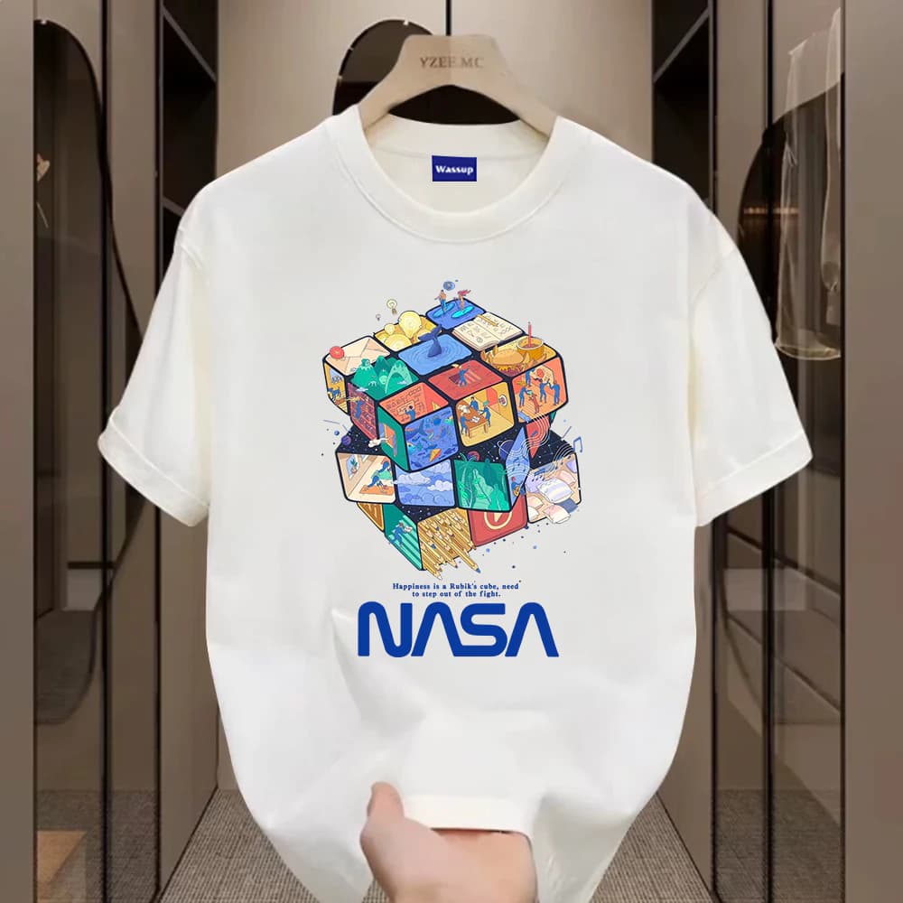 ✨Hàng có sẵn✨WASSUP Fantasy Magic Cube-Áo thun nam mới! cotton, thời trang, Unisex