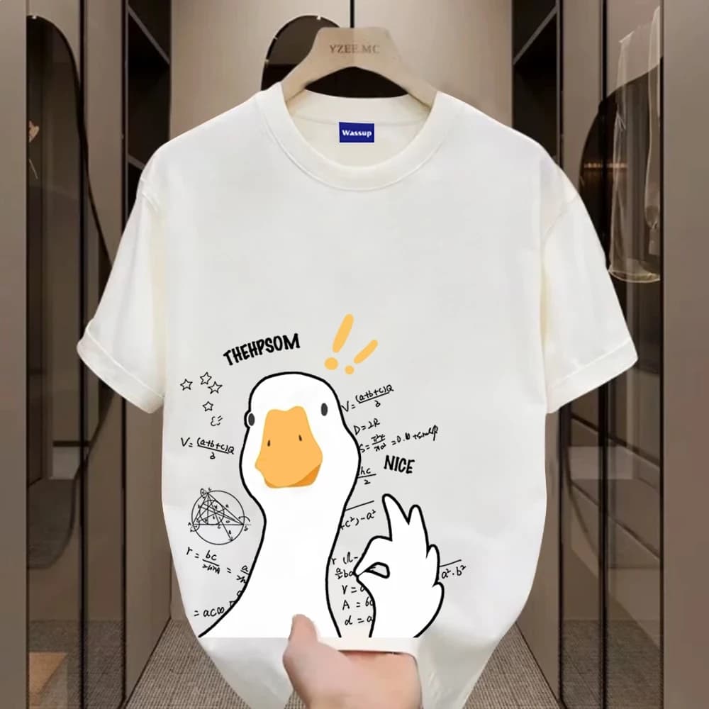 ✨Hàng có sẵn✨WASSUP Fun Math Duck-Áo thun nam mới! cotton, thời trang, Unisex