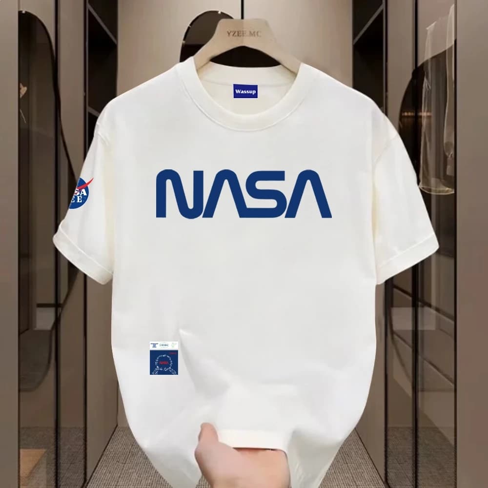 ✨Hàng có sẵn✨WASSUP NASA Joint Logo-Áo thun nam mới! cotton, thời trang, Unisex