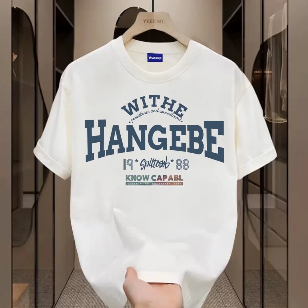 ✨Hàng có sẵn✨WASSUP Retro alphabet-Áo thun nam mới! cotton, thời trang, Unisex