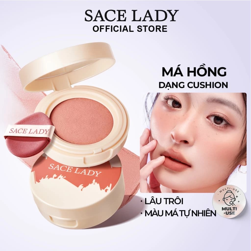 Má Hồng SACE LADY Màu Sắc Lâu Trôi Đa Năng Kết Cấu Mượt Mà Tự Nhiên Trang Điểm