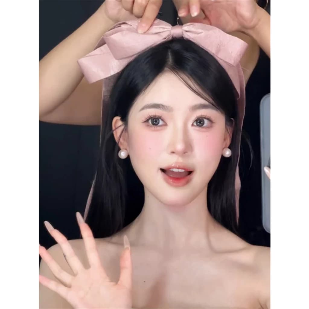 Phụ Nữ Phong Cách Ngọt Ngào Nơ Quá Khổ Streamer Tóc
