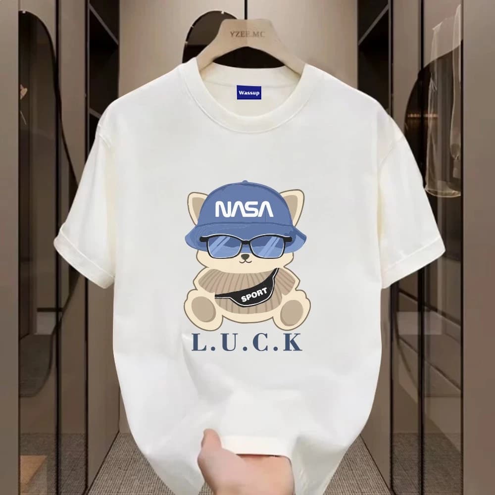 ✨Hàng có sẵn✨ WASSUP Blue Hat Puppy-Áo thun nam mới! cotton, thời trang, Unisex