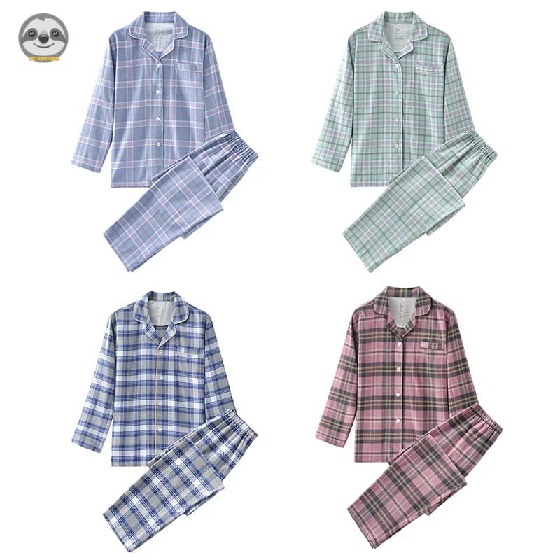 Phong cách Nhật Bản không in gió/flannel dài tay áo quần nhà quần áo/lưới đầy đủ bông đôi đồ ngủ/mùa thu đông dày vải nhung đơn giản đồ ngủ