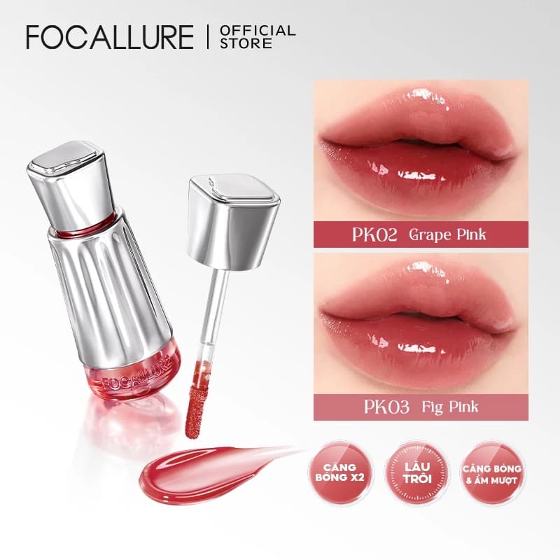 Focallure Gương 3D Dewy Lip Tint Glowy Plump Nhẹ Không Dính Độ Ẩm 3g