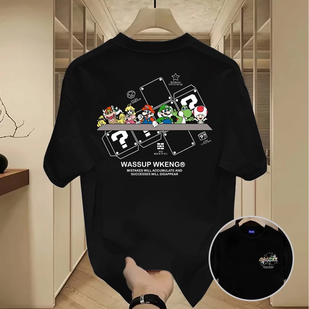 ✨Hàng có sẵn✨WASSUP Super Mario Áo thun nam mới! cotton, thời trang, Unisex