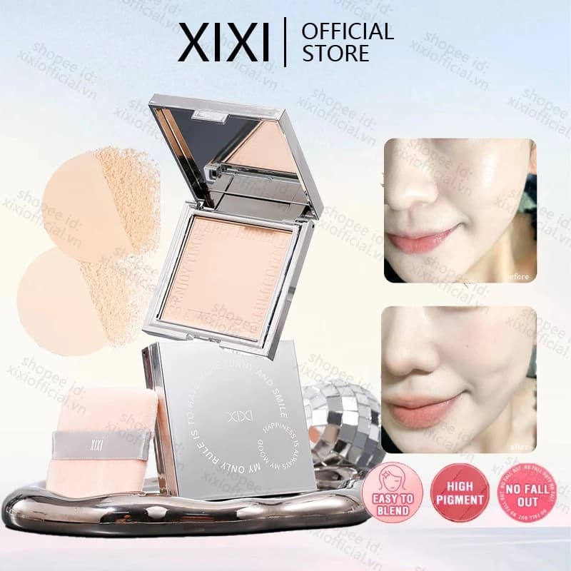 Xixi Matte Oil Control Pressed Powder Nhẹ Chống Thấm Nước Thiết Lập Bảng Phấn Che Khuyết Điểm Mặt Mỹ Phẩm Trang Điểm Tự Nhiên
