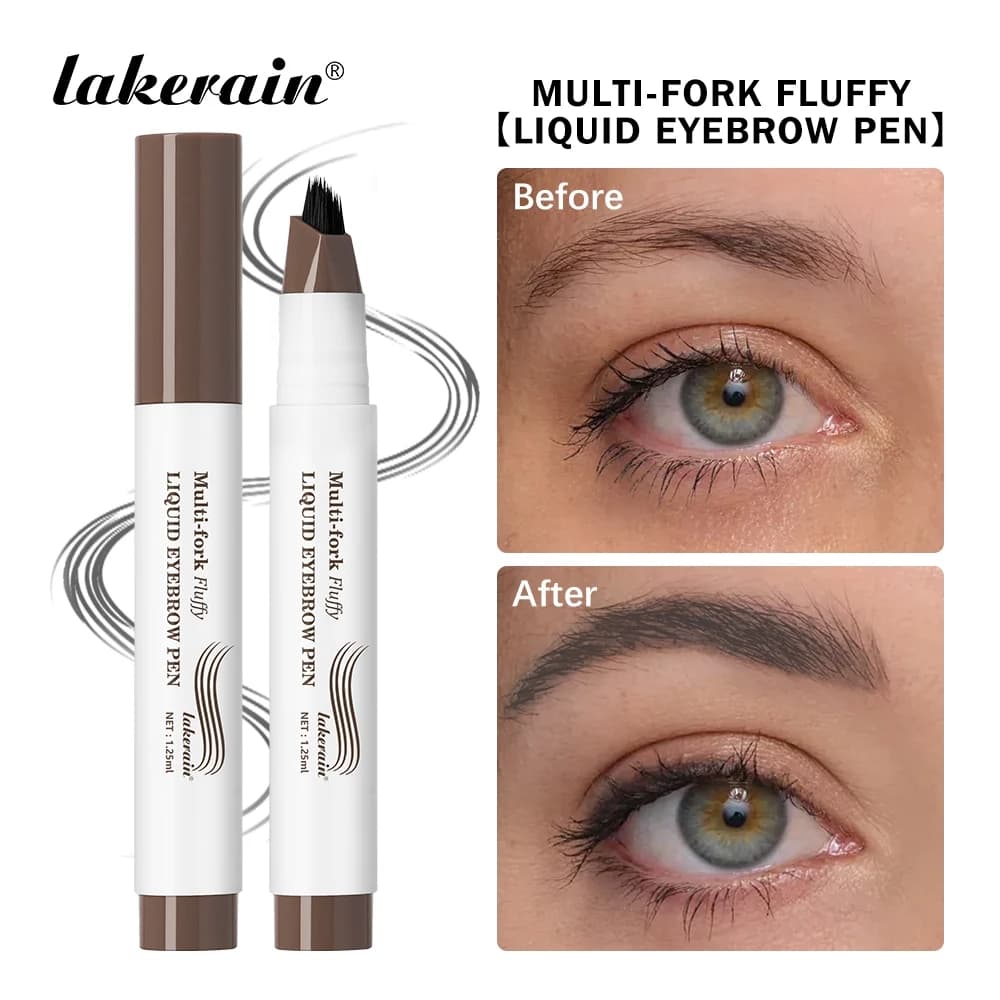 Lakerain 3 Màu Multi-Fork Fluffy Liquid Eyebrow Pen Chống Thấm Nước 3d Atural Wild Eyebrows Nhanh Khô Siêu Lông Mày Bút Mô Phỏng Tóc Cúm