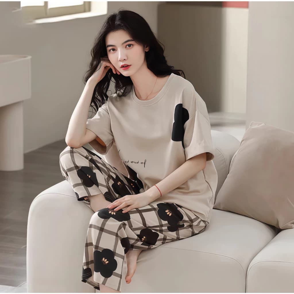 Đồ ngủ nữ dáng dài tay + dài chân in hình dễ thương - Mặc nhà thoáng khí, mặc ngoài đường thời thượng - Hàng mới Thu Hè.