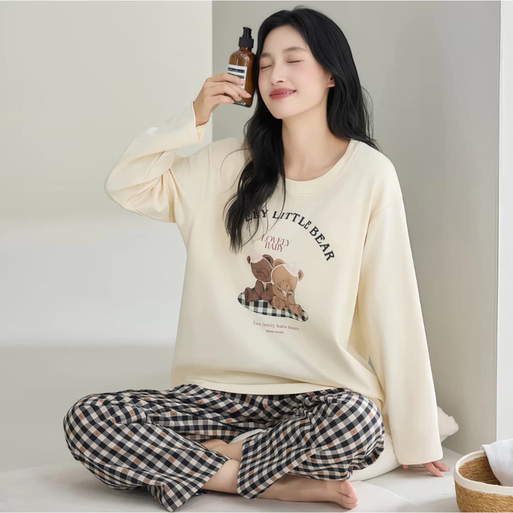 Bộ Đồ Ngủ Nữ Tay Dài 2025 - Đồ Mặc Nhà Thu Đông Cao Cấp, Form Rộng Thời Trang Hot