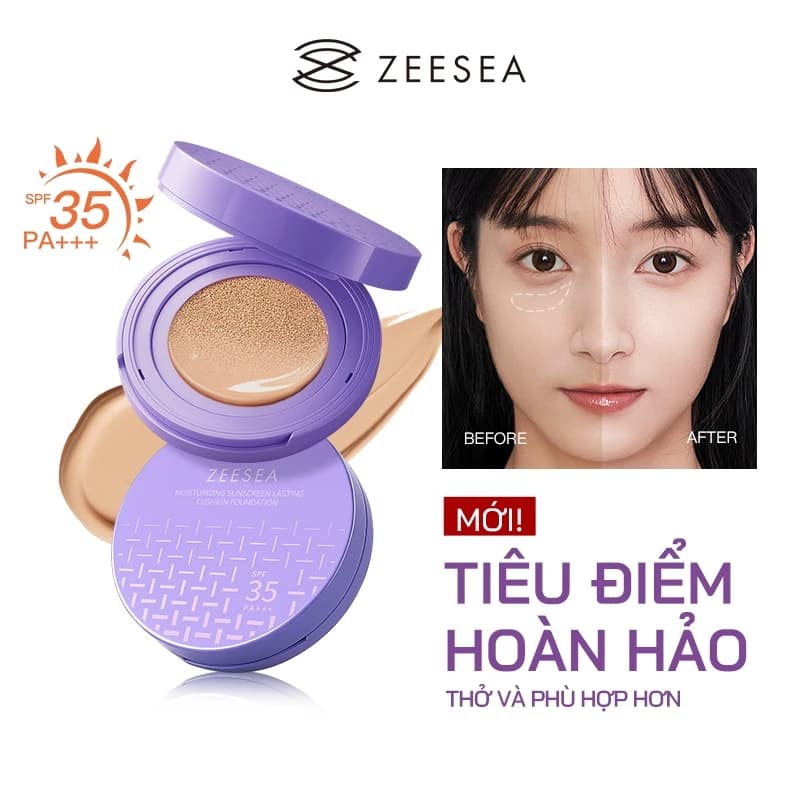 (Mua 1 tặng 1) Kem nền BB cushion chống nắng dưỡng ẩm lâu trôi ZEESEA SPF35 PA+++8.5g+8.5g